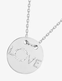Collier argent 925 ‰ rhodié jeton "love" SO OR