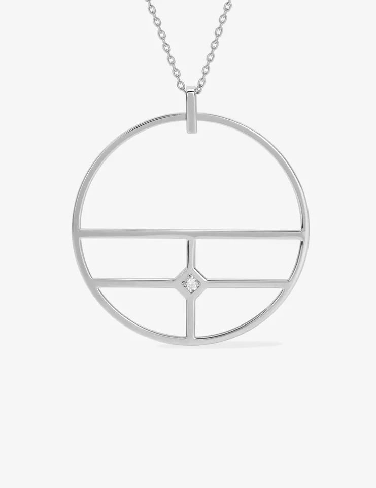 Collier argent 925 ‰ rhodié motif cercle C et oxyde de zirconium SO OR