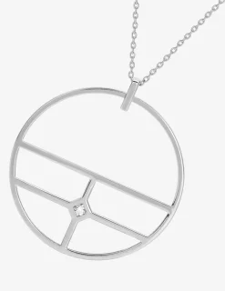 Collier argent 925 ‰ rhodié motif cercle C et oxyde de zirconium SO OR