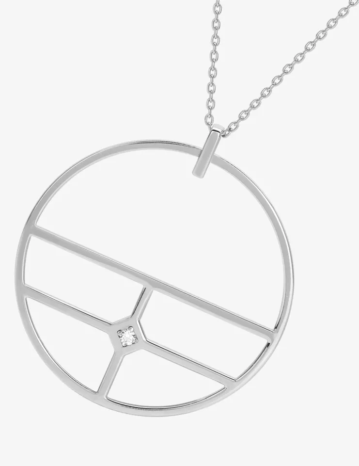 Collier argent 925 ‰ rhodié motif cercle C et oxyde de zirconium SO OR