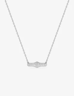 Collier argent 925 ‰ rhodié motif tendance avec oxydes de zirconium SO OR