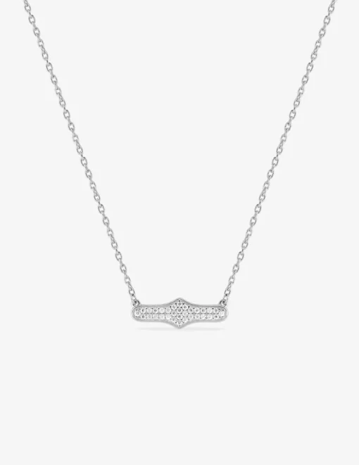 Collier argent 925 ‰ rhodié motif tendance avec oxydes de zirconium SO OR
