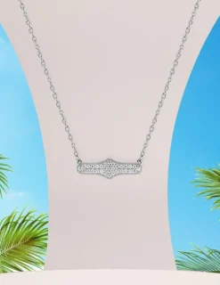 Collier argent 925 ‰ rhodié motif tendance avec oxydes de zirconium SO OR
