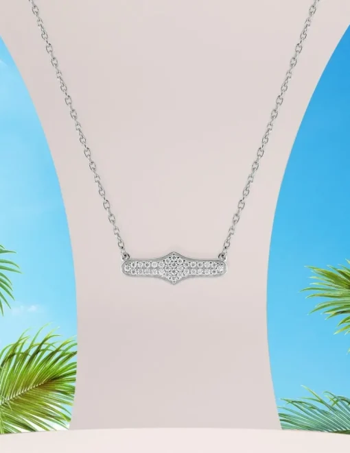 Collier argent 925 ‰ rhodié motif tendance avec oxydes de zirconium SO OR