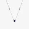 Collier argent 925 ‰ rhodié, oxyde de zirconium blanc et bleu SO OR