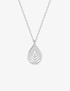 Collier argent 925 ‰ rhodié pendentif "plante" SO OR