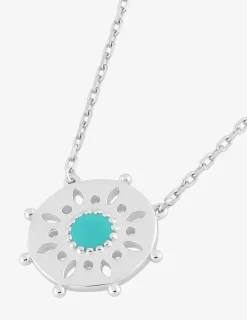 Collier argent 925‰ laqué et émail avec motif sur une fine chaine forçat SO OR