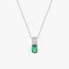 Collier argent 925‰ pendentif oxyde vert fantaisie serti griffes SO OR