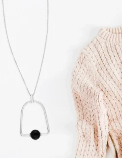 Collier argent 925‰ pierre ornementale onyx fantaisie SO OR