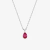 Collier argent 925‰ rhodié et oxyde de zirconium rouge poire SO OR