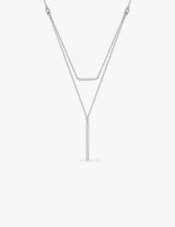 Collier argent 925‰ rhodié et lignes oxydes de zirconium SO OR