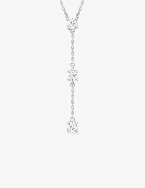 Collier argent 925‰ rhodié et trilogie oxydes de zirconium sertis griffes SO OR