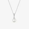 Collier argent 925‰ rhodié, perle 7 mm et oxydes de zirconium SO OR