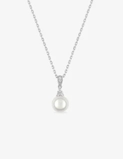 Collier argent 925‰ rhodié, perle 7 mm et oxydes de zirconium SO OR