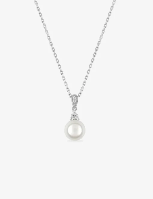 Collier argent 925‰ rhodié, perle 7 mm et oxydes de zirconium SO OR