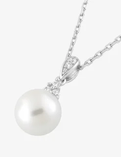 Collier argent 925‰ rhodié, perle 7 mm et oxydes de zirconium SO OR