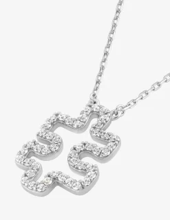 Collier argent 925‰ rhodié pièce de puzzle oxydes de zirconium SO OR