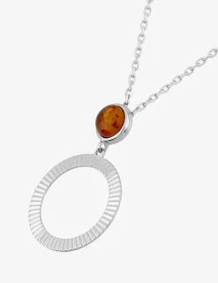 Collier argent gris 925‰ ambre cercle fantaisie SO OR