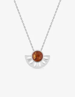 Collier argent gris 925‰ ambre demi-cercle fantaisie SO OR