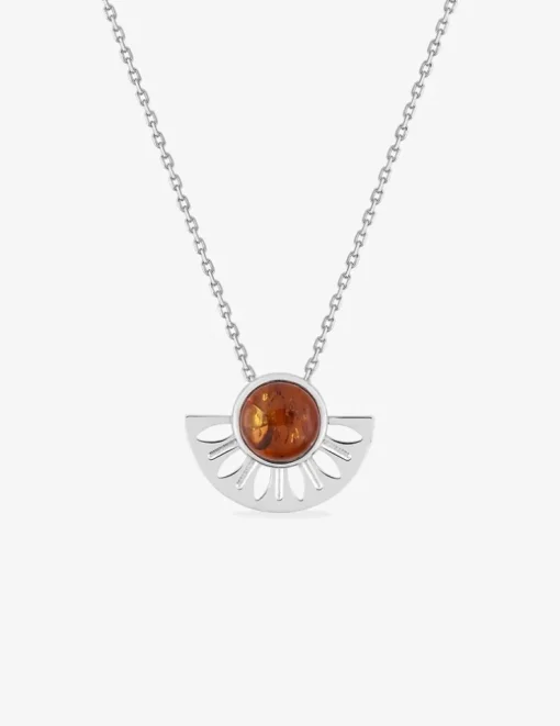Collier argent gris 925‰ ambre demi-cercle fantaisie SO OR