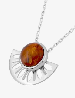 Collier argent gris 925‰ ambre demi-cercle fantaisie SO OR