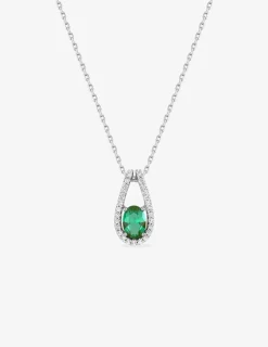 Collier argent oxyde vert bélière fantaisie SO OR