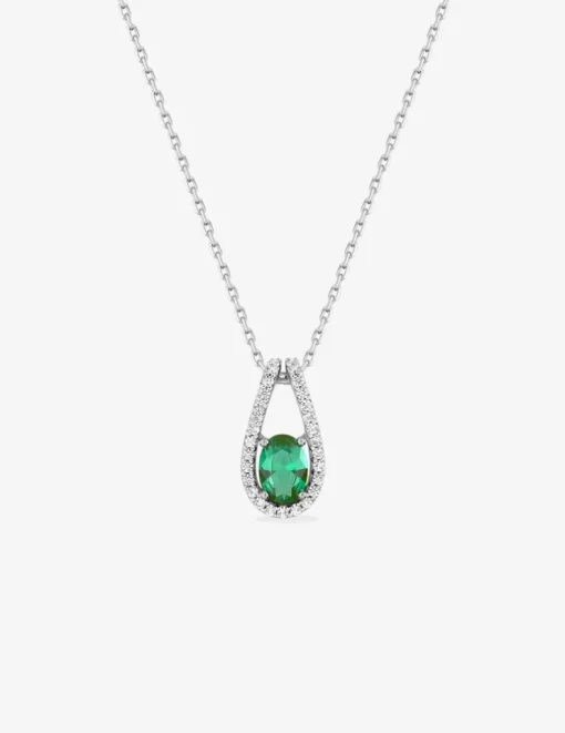 Collier argent oxyde vert bélière fantaisie SO OR