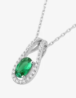 Collier argent oxyde vert bélière fantaisie SO OR