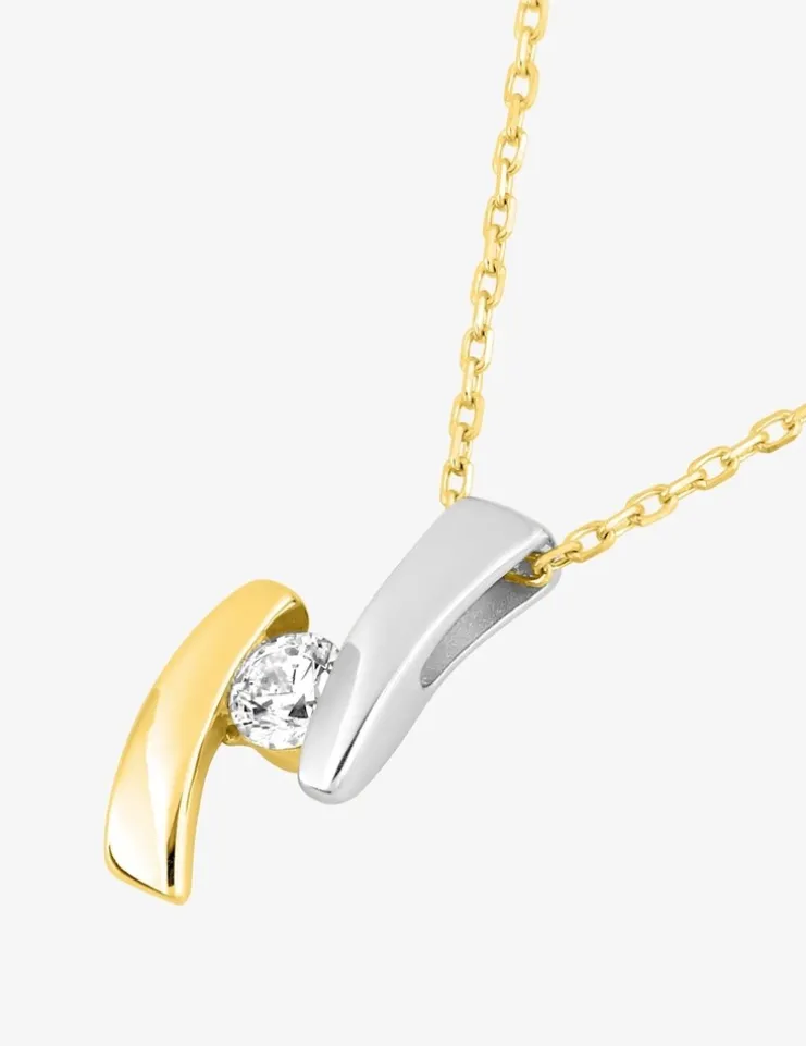 Collier bicolore or 750 ‰ et oxyde de zirconium SO OR