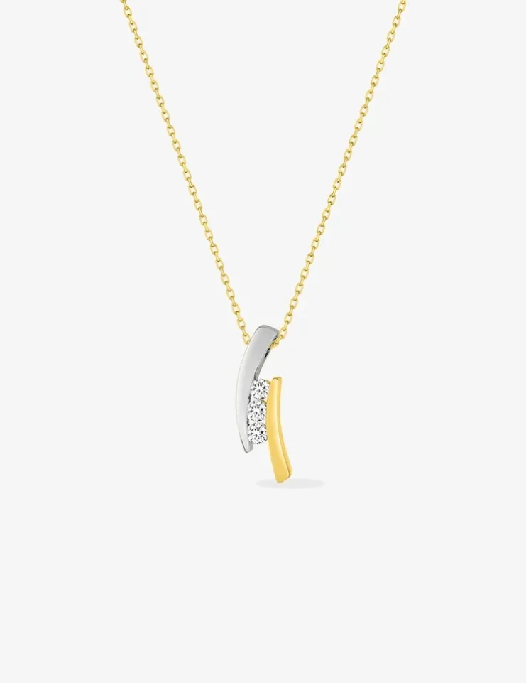 Collier bicolore or jaune 375 ‰ et oxydes de zirconium SO OR
