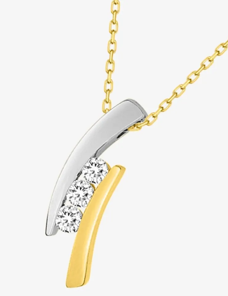 Collier bicolore or jaune 375 ‰ et oxydes de zirconium SO OR