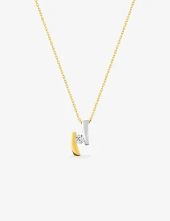 Collier bicolore or jaune 375 ‰ et oxyde de zirconium serti 4 griffes SO OR