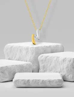 Collier bicolore or jaune 375 ‰ et oxyde de zirconium serti 4 griffes SO OR