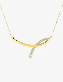 Collier boucle or jaune 375‰, rhodium et oxydes de zirconium SO OR