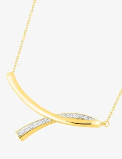 Collier boucle or jaune 375‰, rhodium et oxydes de zirconium SO OR