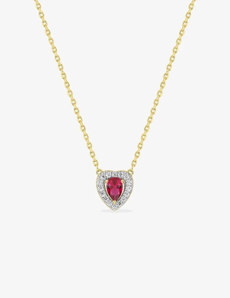 Collier breloque cœur plaqué or et oxydes de zirconium colorés SO OR