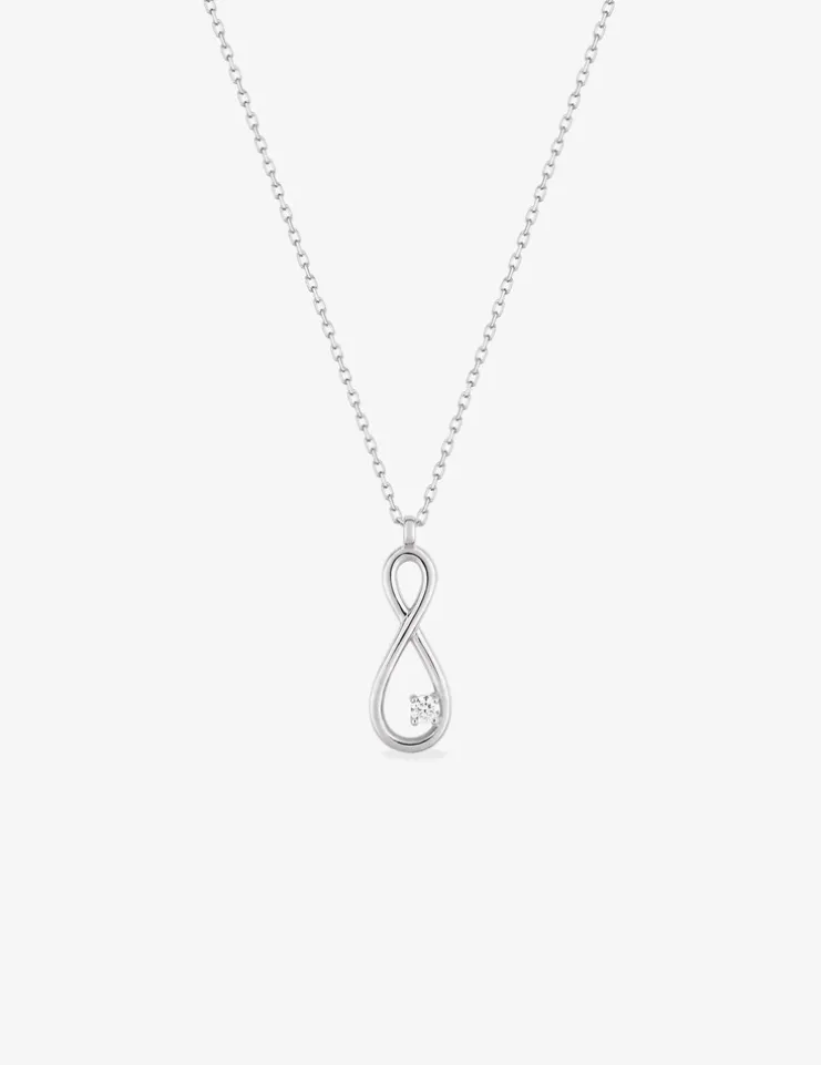 Collier breloque infini en or blanc 375 ‰, oxyde de zirconium SO OR