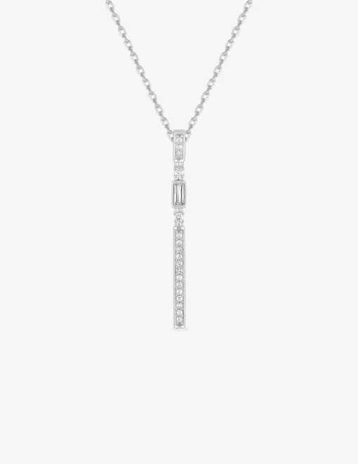 Collier bâton argent 925‰ rhodié et oxydes de zirconium SO OR