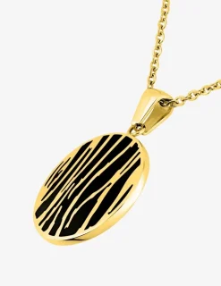 Collier cercle acier doré et émail noir SO OR