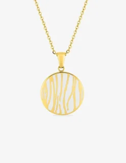 Collier cercle acier doré et émail blanc SO OR