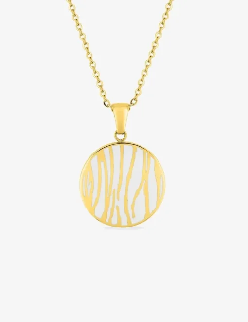 Collier cercle acier doré et émail blanc SO OR