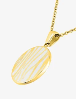 Collier cercle acier doré et émail blanc SO OR