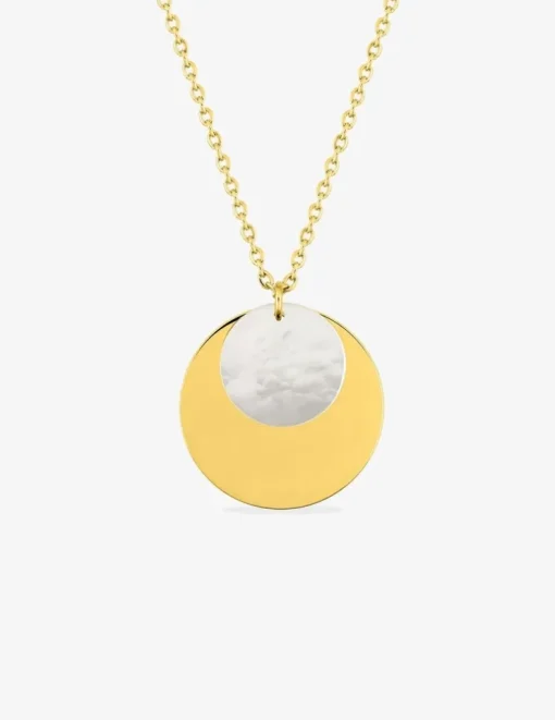 Collier cercle acier doré et cercle nacre SO OR