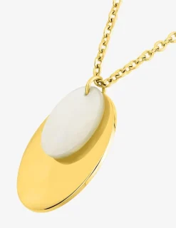 Collier cercle acier doré et cercle nacre SO OR