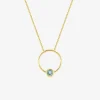 Collier cercle en or jaune 375‰ et topaze bleue SO OR