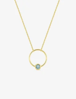 Collier cercle en or jaune 375‰ et topaze bleue SO OR