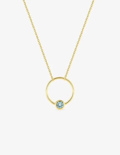 Collier cercle en or jaune 375‰ et topaze bleue SO OR