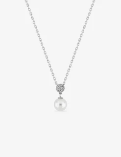 Collier cercle oxydes de zirconium et perle argent 925‰ rhodié SO OR