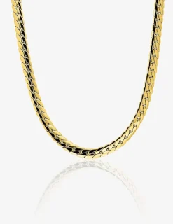 Collier chaine acier doré maille gourmette aplatie SO OR