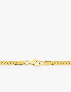 Collier chaine acier doré maille gourmette aplatie SO OR